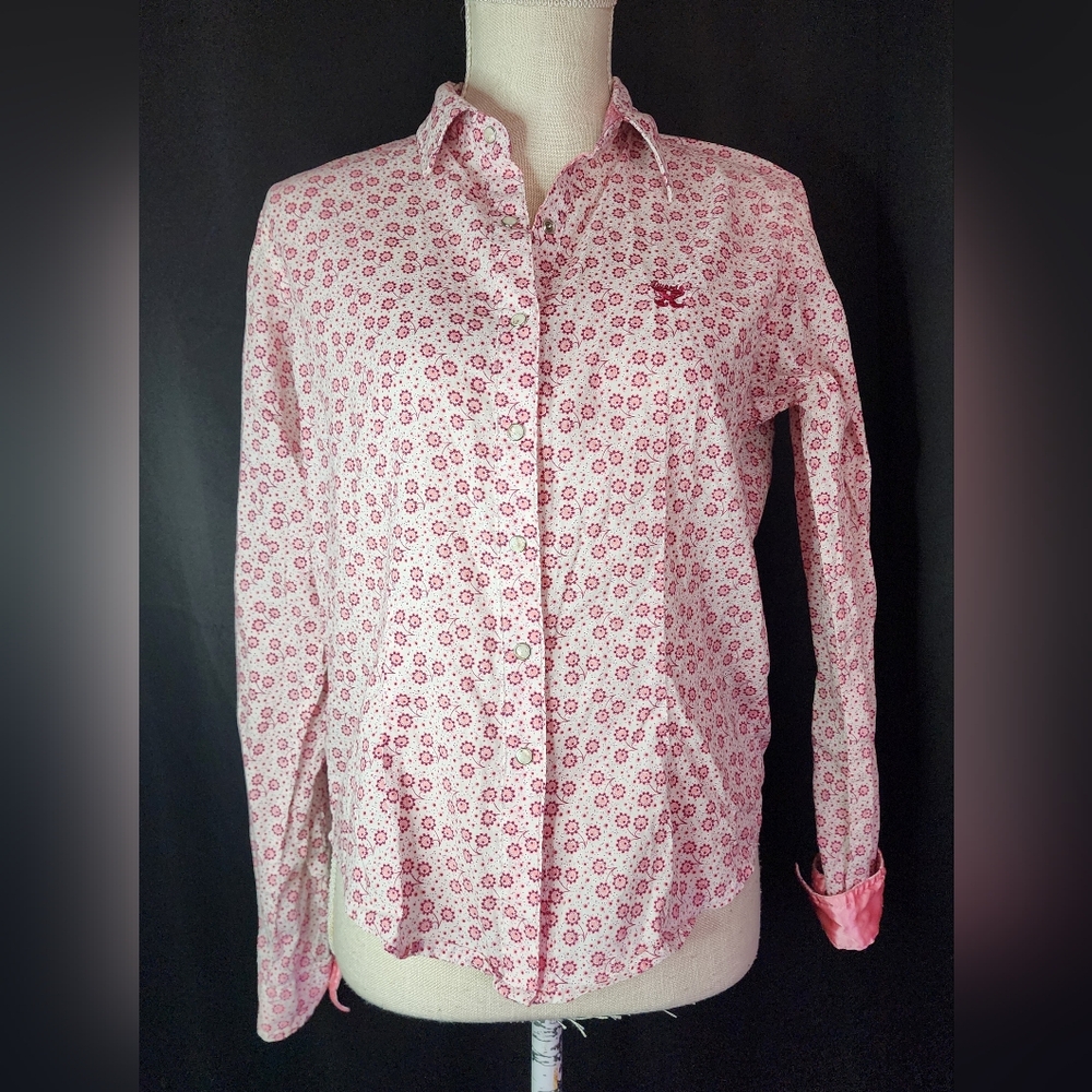 Ultra Twenty X Small Pink and White Floral Button Up Blouse